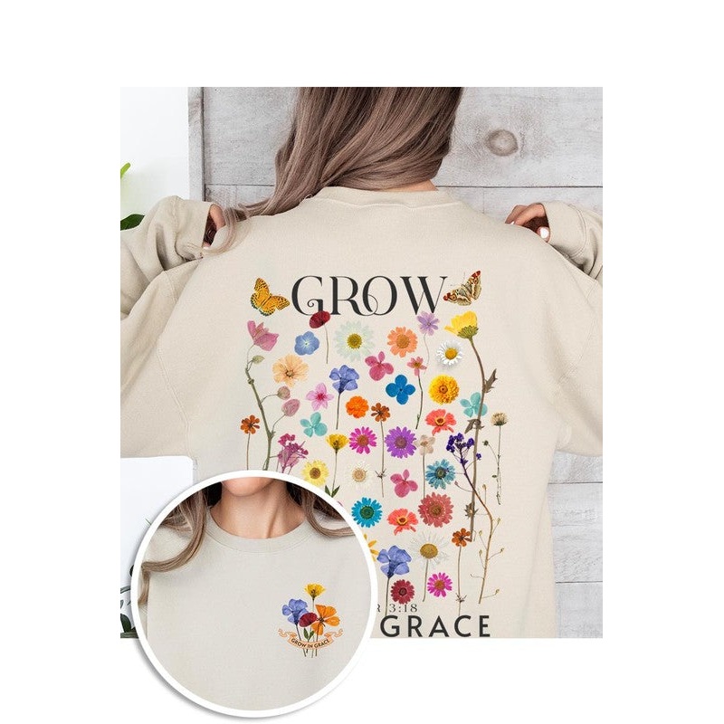 Grow In Grace Graphic Fleece Sweatshirts