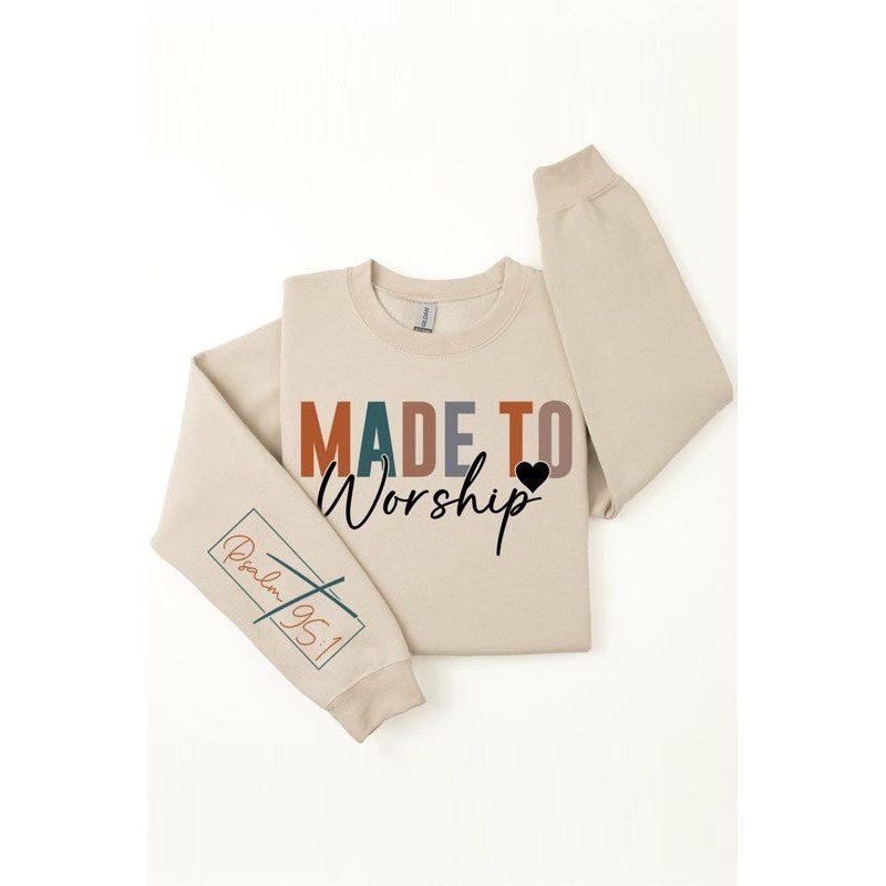 Psalm 95:1 Sleeve Graphic Fleece Sweatshirts