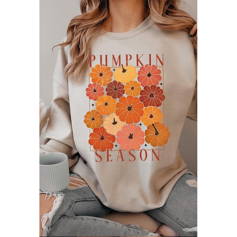 Pumpkin Season Boho Graphic Fleece Sweatshirts