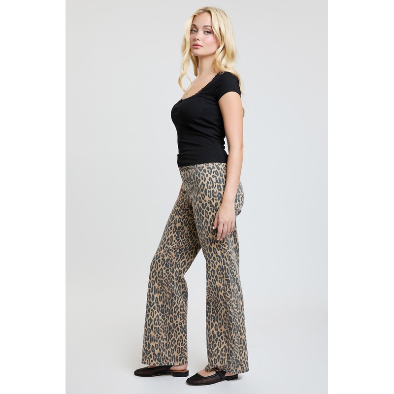 Women’s High Rise Animal Print Wide Leg Jeans