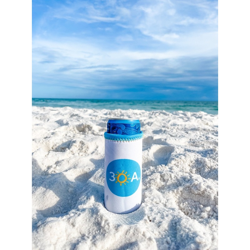 30A Logo Slim Can Cooler|White