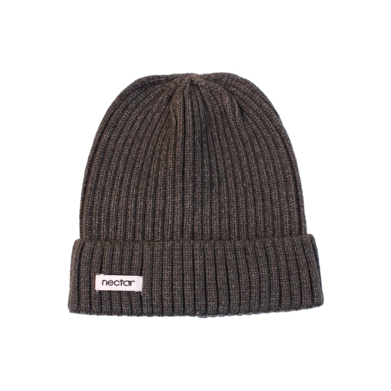 Knit Beanie|Charcoal|red