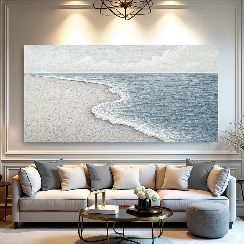 Abstract Beach Shore Wall Art|20×10 inch Medium Premium Gallery Wrapped|48×24 inch Large Premium Gallery Wrapped|60×30 inch Extra Large Premium Gallery Wrapped