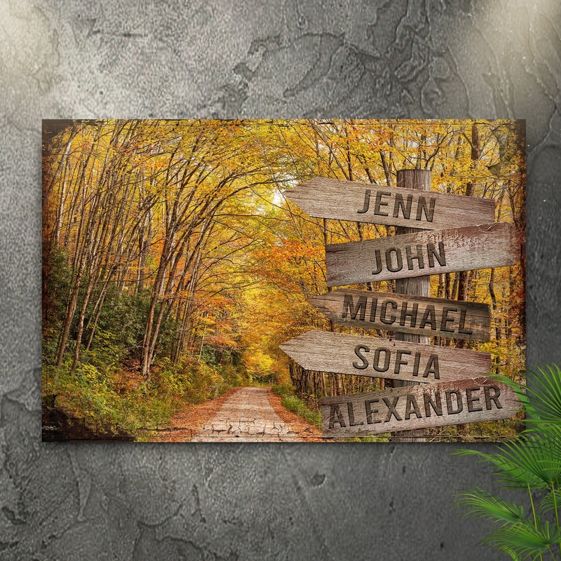 Autumn Road Family Name Sign|18×12 inch Medium Premium Gallery Wrapped|24×16 inch Large Premium Gallery Wrapped|36×24 inch Extra Large Premium Gallery Wrapped