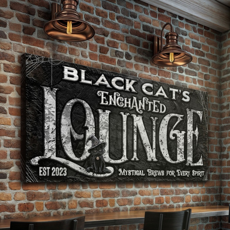 Black Cat’s Enchanted Lounge Halloween Sign