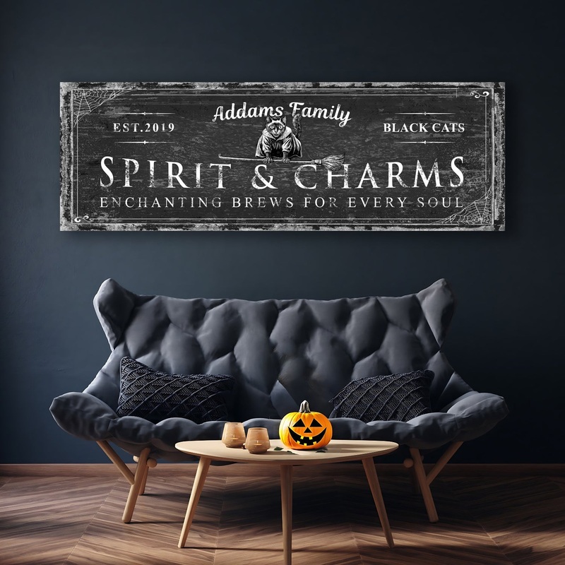 Black Cats Spirits & Charms Bar Halloween Sign