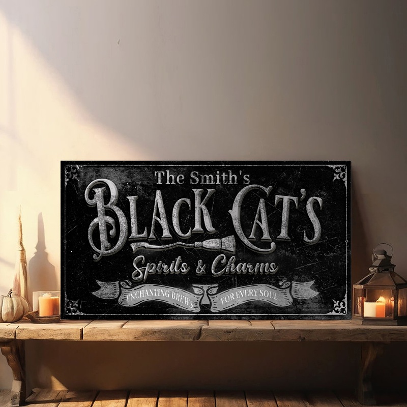 Black Cats Spirits & Charms Bar Halloween Sign III