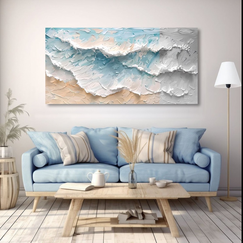 Blue Ocean Coastal Wall Art|20×10 inch Medium Premium Gallery Wrapped|48×24 inch Large Premium Gallery Wrapped|60×30 inch Extra Large Premium Gallery Wrapped