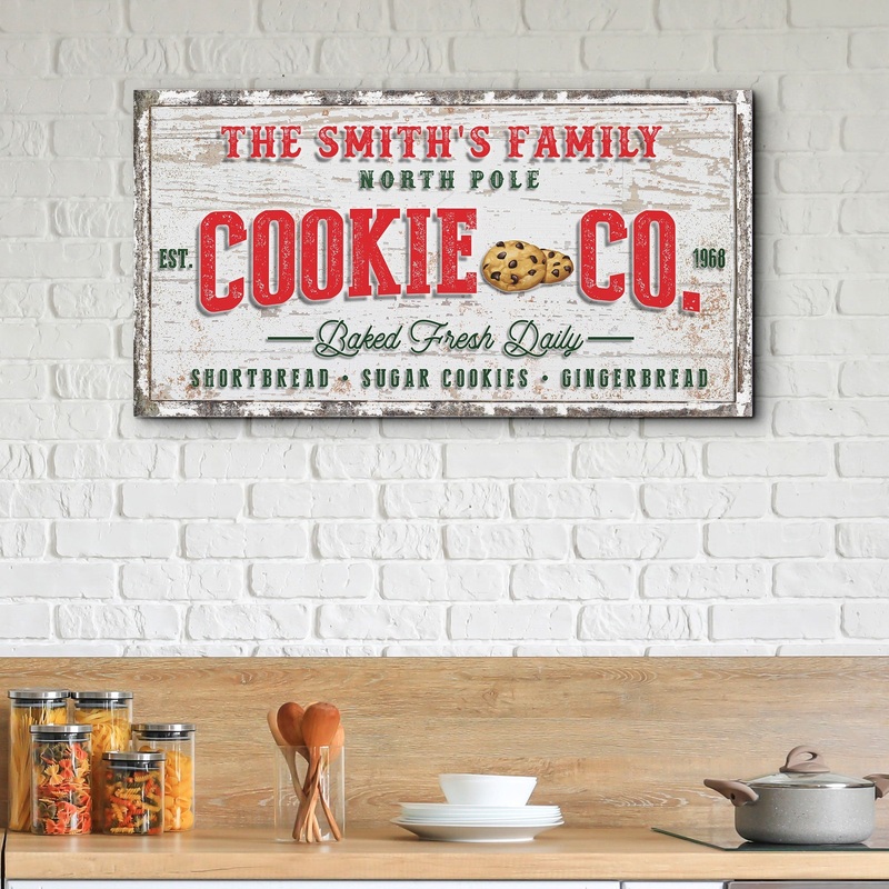 Christmas Cookie Co Sign|20×10 inch Medium Premium Gallery Wrapped|48×24 inch Large Premium Gallery Wrapped|60×30 inch Extra Large Premium Gallery Wrapped
