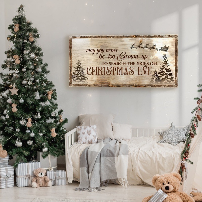 Christmas Eve Farmhouse Sign|20×10 inch Medium Premium Gallery Wrapped|48×24 inch Large Premium Gallery Wrapped|60×30 inch Extra Large Premium Gallery Wrapped|Style 2|Style 1