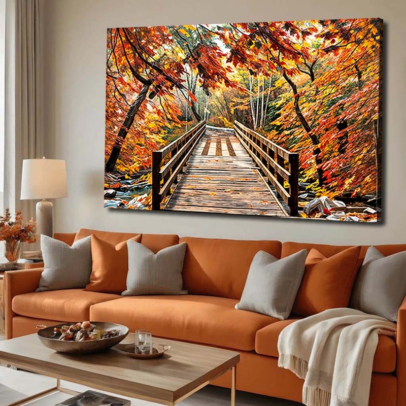 Crossing Autumn Wall Art|18×12 inch Medium Premium Gallery Wrapped|24×16 inch Large Premium Gallery Wrapped|36×24 inch Extra Large Premium Gallery Wrapped