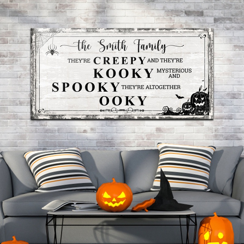 Family Halloween Sign|20×10 inch Medium Premium Gallery Wrapped|48×24 inch Large Premium Gallery Wrapped|60×30 inch Extra Large Premium Gallery Wrapped|Style 1|Style 2|Style 3
