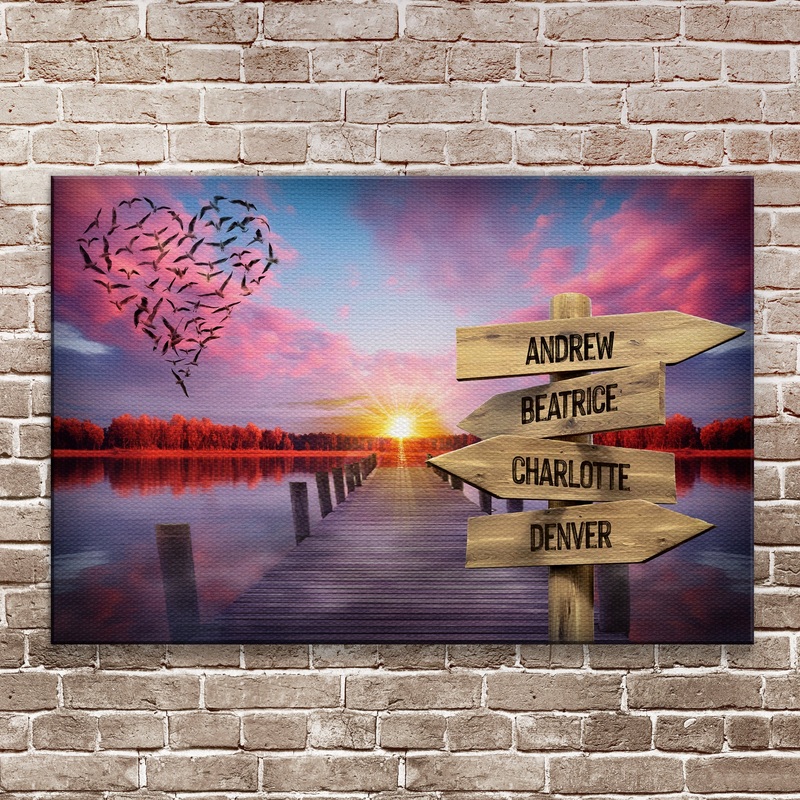Family Name Sunset Sign|18×12 inch Medium Premium Gallery Wrapped|24×16 inch Large Premium Gallery Wrapped|36×24 inch Extra Large Premium Gallery Wrapped
