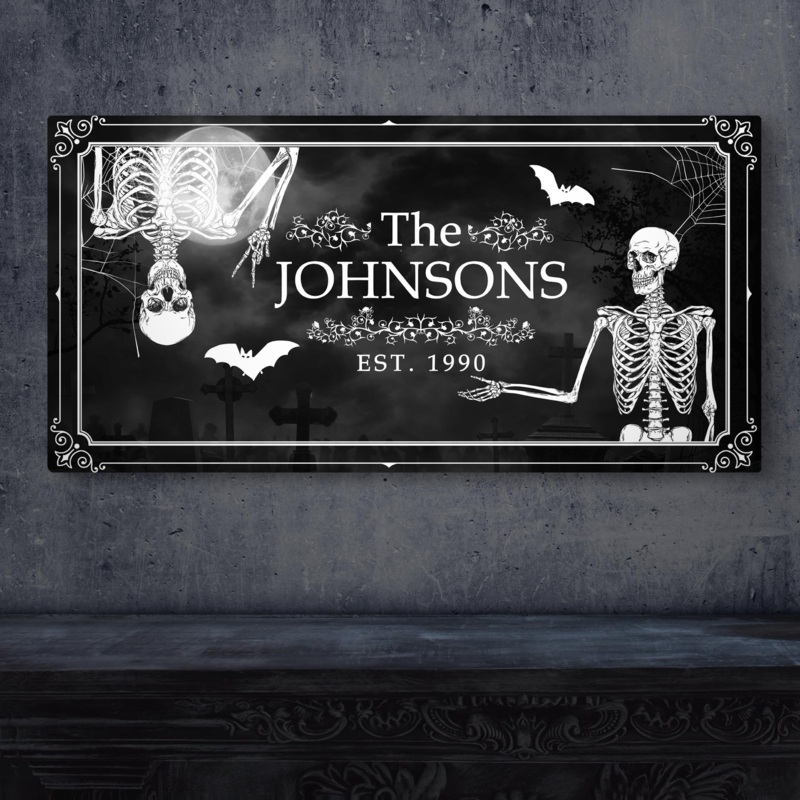Halloween Family Name Sign|20×10 inch Medium Premium Gallery Wrapped|48×24 inch Large Premium Gallery Wrapped|60×30 inch Extra Large Premium Gallery Wrapped|Style 3|Style 1|Style 2