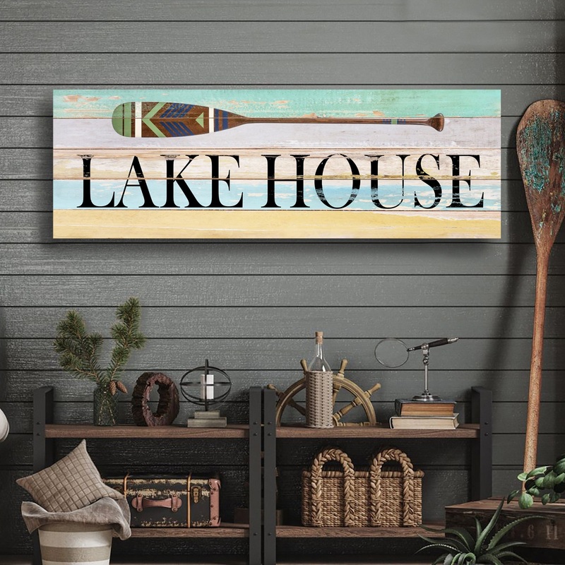 Lake House Coastal Sign|12×36 inch Medium Premium Gallery Wrapped|16×48 inch Large Premium Gallery Wrapped|20×60 inch Extra Large Premium Gallery Wrapped