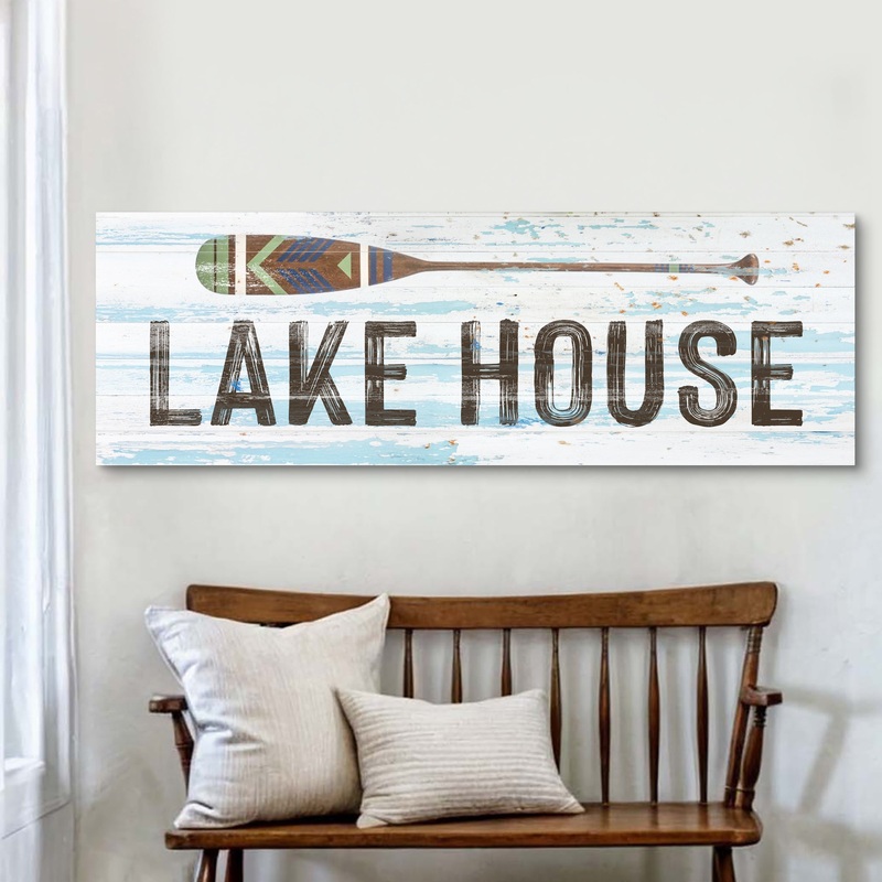 Lake House Coastal Sign III|12×36 inch Medium Premium Gallery Wrapped|16×48 inch Large Premium Gallery Wrapped|20×60 inch Extra Large Premium Gallery Wrapped
