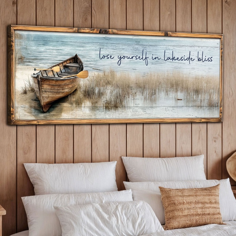 Lake House Coastal Sign IV|12×36 inch Medium Premium Gallery Wrapped|16×48 inch Large Premium Gallery Wrapped|20×60 inch Extra Large Premium Gallery Wrapped