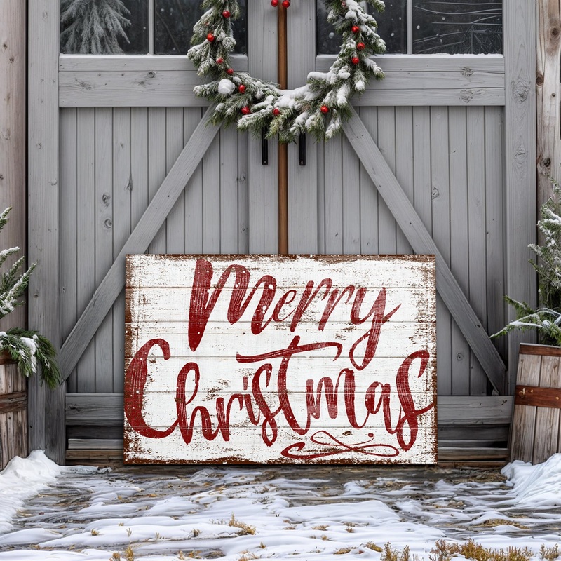 Merry Christmas Sign IX|18×12 inch Medium Premium Gallery Wrapped|24×16 inch Large Premium Gallery Wrapped|36×24 inch Extra Large Premium Gallery Wrapped