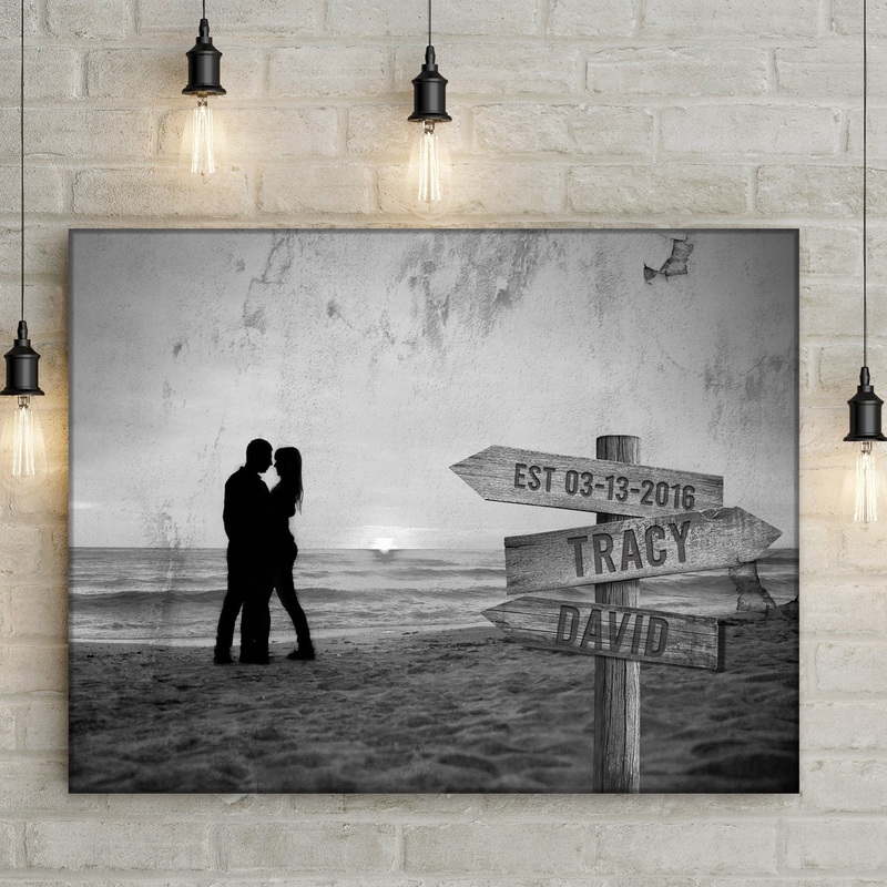 Monochrome Sunset Couple Sign|24×18 inch Medium Premium Gallery Wrapped|36×24 inch Large Premium Gallery Wrapped|48×32 inch Extra Large Premium Gallery Wrapped|Style 1|Style 2|Style 3