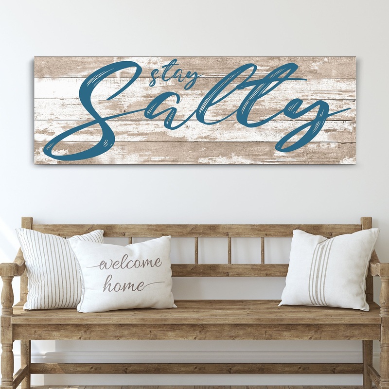 Stay Salty Coastal Sign II|12×36 inch Medium Premium Gallery Wrapped|16×48 inch Large Premium Gallery Wrapped|20×60 inch Extra Large Premium Gallery Wrapped