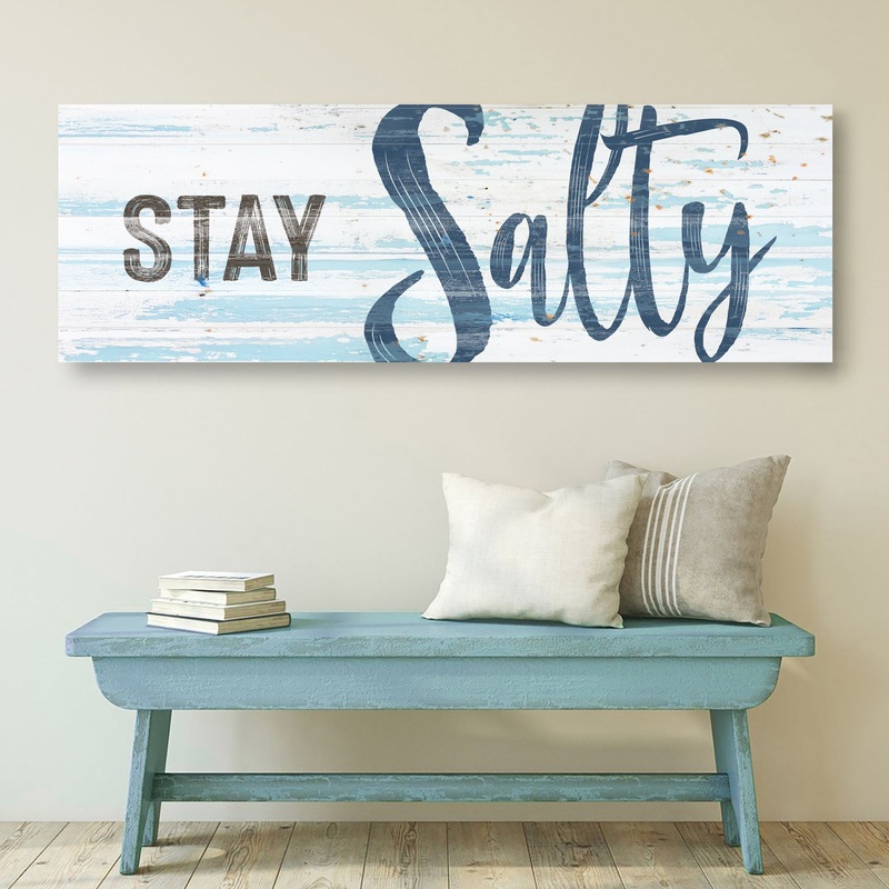 Stay Salty Coastal Sign IX|12×36 inch Medium Premium Gallery Wrapped|16×48 inch Large Premium Gallery Wrapped|20×60 inch Extra Large Premium Gallery Wrapped