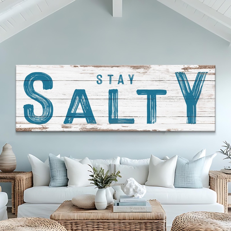 Stay Salty Coastal Sign V|12×36 inch Medium Premium Gallery Wrapped|16×48 inch Large Premium Gallery Wrapped|20×60 inch Extra Large Premium Gallery Wrapped