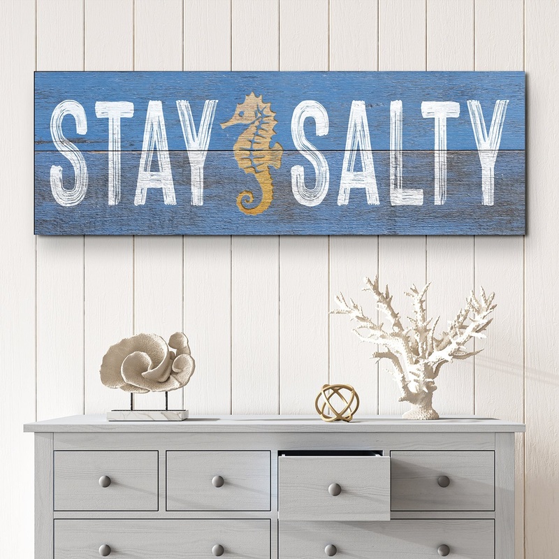 Stay Salty Coastal Sign VII|12×36 inch Medium Premium Gallery Wrapped|16×48 inch Large Premium Gallery Wrapped|20×60 inch Extra Large Premium Gallery Wrapped