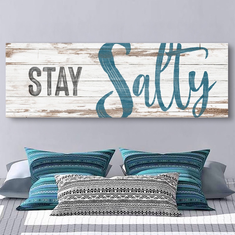 Stay Salty Coastal Sign VIII|12×36 inch Medium Premium Gallery Wrapped|16×48 inch Large Premium Gallery Wrapped|20×60 inch Extra Large Premium Gallery Wrapped