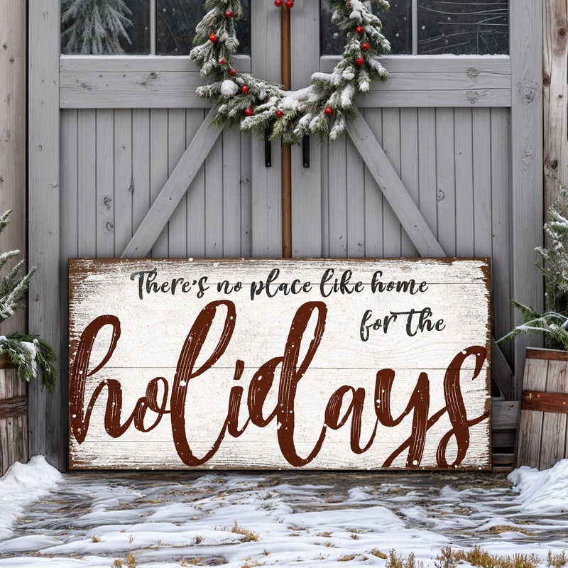 There’s No Place Like Home for The Holidays Christmas Sign