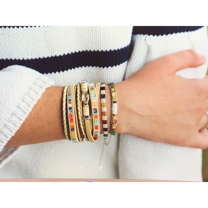 ELLE DORADO – Leather Accent Bracelet
