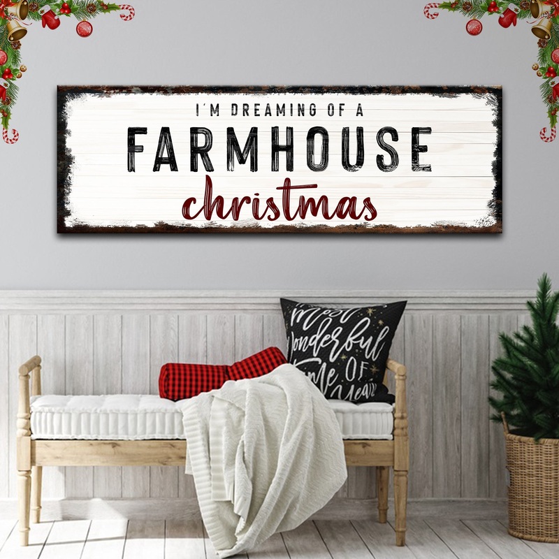 Farmhouse Christmas Sign|12×36 inch Medium Premium Gallery Wrapped|16×48 inch Large Premium Gallery Wrapped|20×60 inch Extra Large Premium Gallery Wrapped|Style 1|Style 2