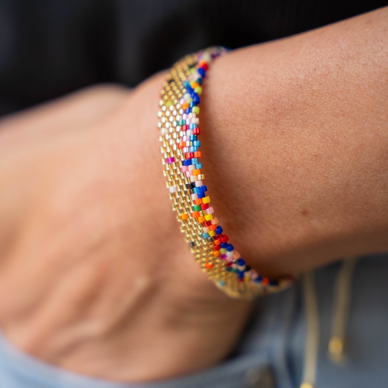 SPRINKLES – Rainbow Miyuki Seed Bead Adjustable Accent Bracelet