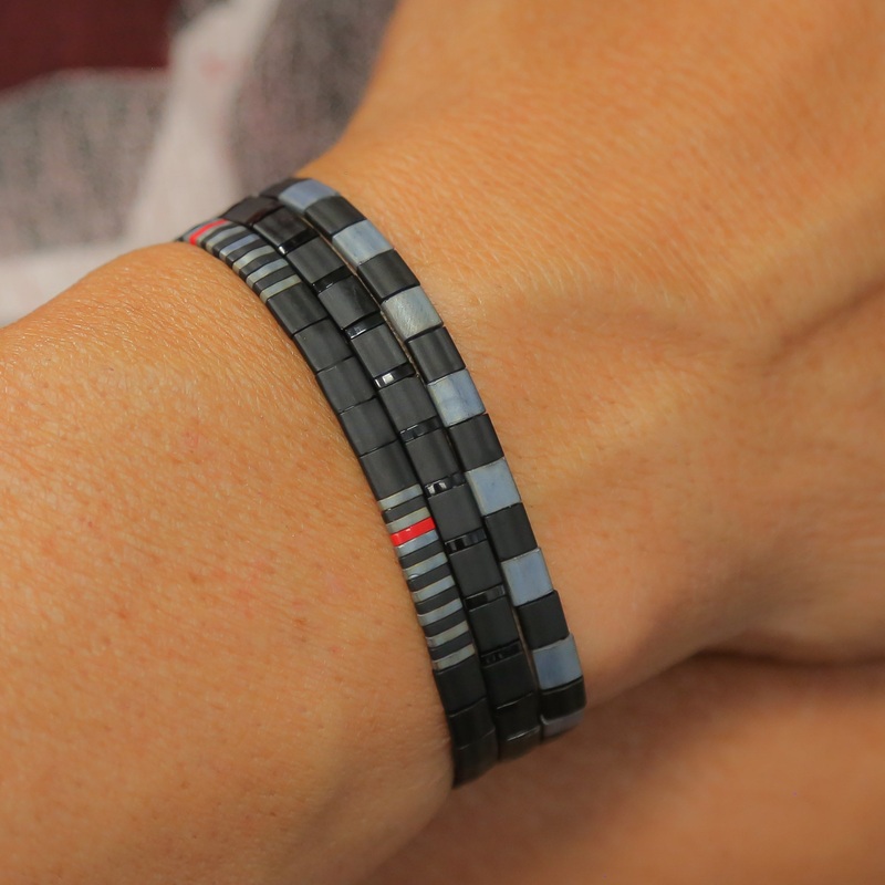THIN RED LINE in Black – FIREFIGHTER BRACELET