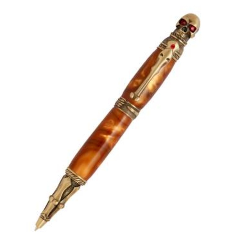 Skull Twist Pen Kit PSI|Antique Pewter|Antique Brass