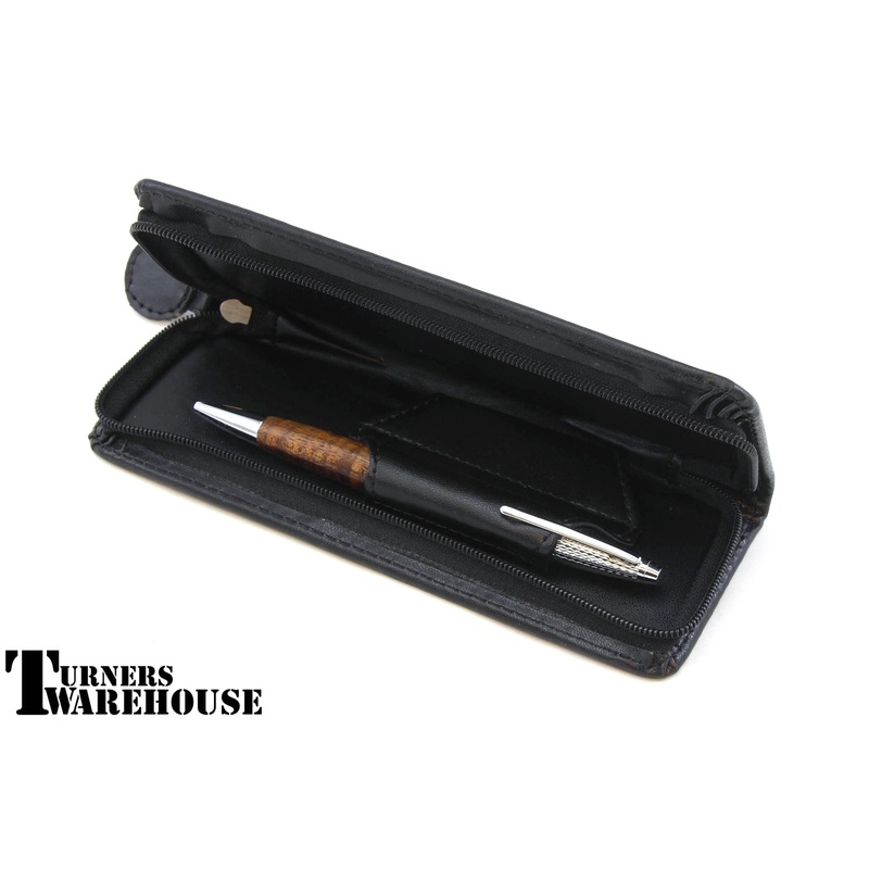 Zippered Pen Case – Black Leatherette