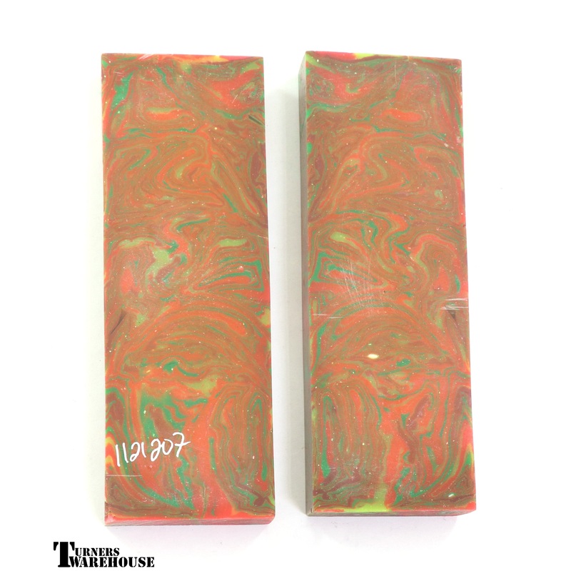 Resin Knife Scales|Autumn Swirl- 5.5″x1.75″x.5″ – 1121207|Filagree Black & White Block – 5.25″ x 1.25″ x .75″|Filagree Black & Grey Block – 5.25″ x 1.25″ x .75″|Filagree Black & Yellow Scales – 5.5″ x 1.5″ x .75″|Filagree Black & Green Scales – 7.25″ x 2″