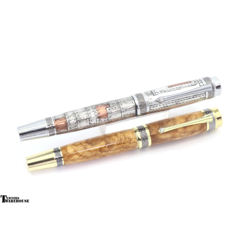 King Pen Kit|Fountain|Rollerball|Gold / Black Ti|Chrome / Black Ti