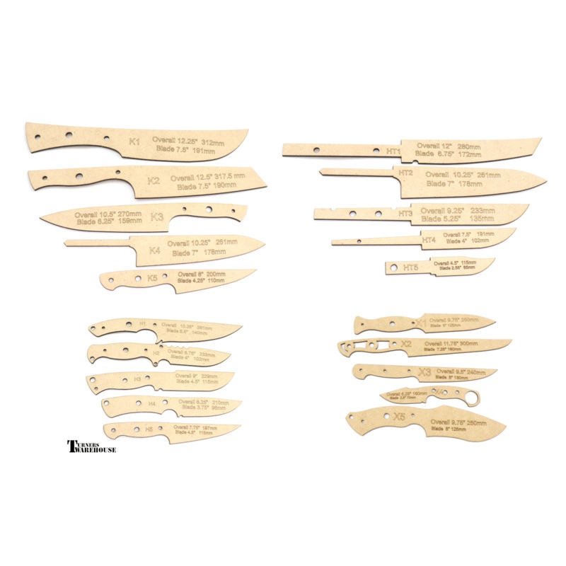 Knife Templates|All 6 sets|Kitchen|Hunting|Hidden Tang|X Series|Hatchet|Cleaver