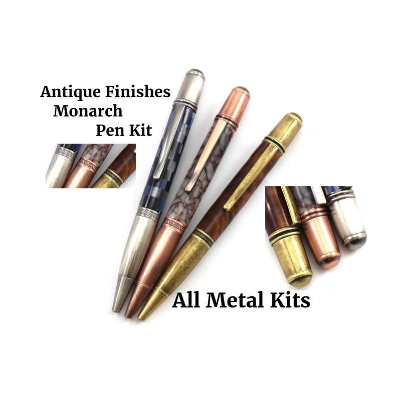 Monarch Pen Kit Starter Set|3 Antique Finish Starter Set