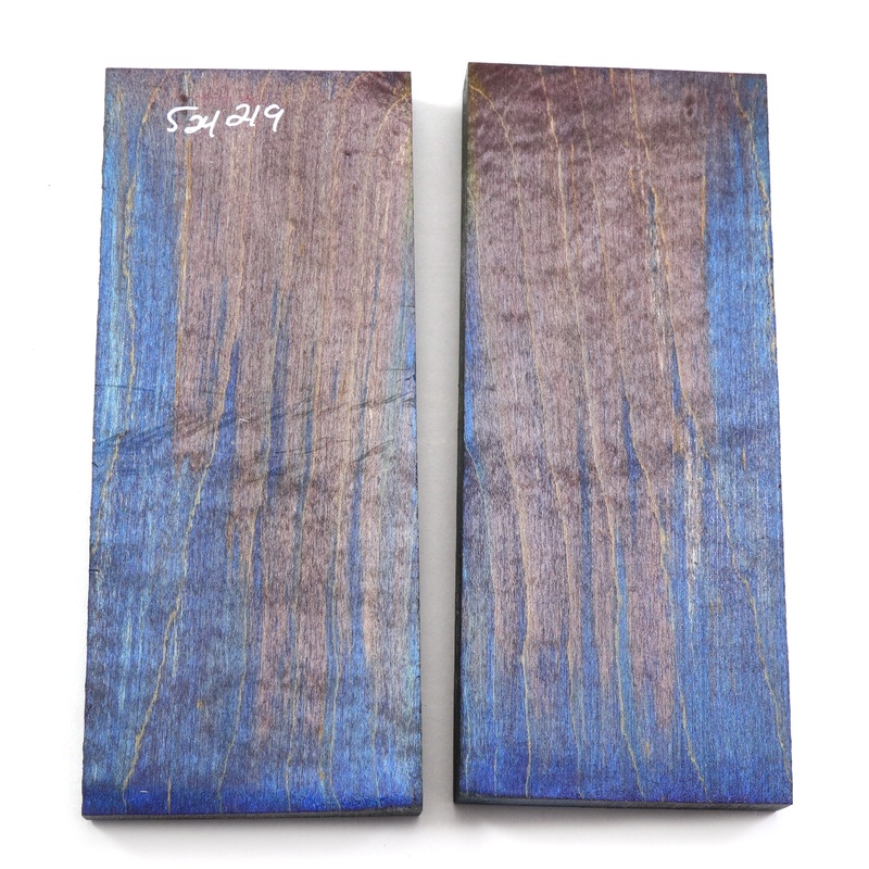 Stabilized Knife Scales|Curly Maple /6″ x 2.5″ x .5″|Spalted / 6″x 2″ x 1″|Black Dyed / 7″x 2.25″ x .5″|Silky Oak / 5″x 2″ x .75″|Maple / 4.75″x 1.5″ x .5″|Yellow & Green – 524200|Multi-Color – 524201|Dragon Slayer – 524211|Pink – 524215|Melted Glacier –