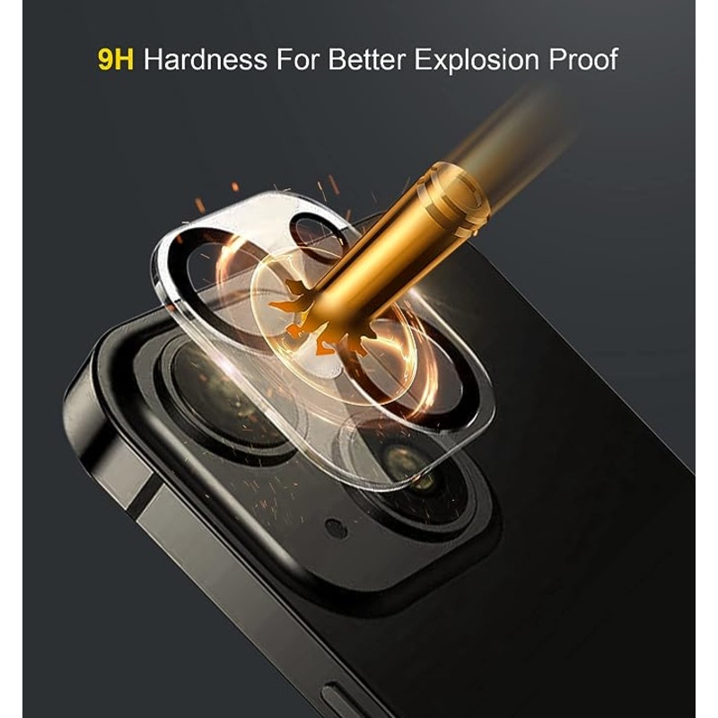 2 Pack Camera Lens Protector compatible with iPhone 14/iPhone 14 Plus, 9H Hardness Tempered Glass for Anti-Scratch, Ultra HD, Won’t Block Night Shooting-Clear+Black Circle A251(od17)