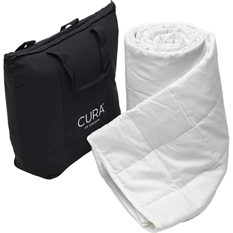 Cura Pearl Classic 150×210 9kg Premium Cotton Weighted Blanket  Heavy Weighted Duvet  Insomnia Stress Anxiety Relief, White AM52 (shr) (AB21)