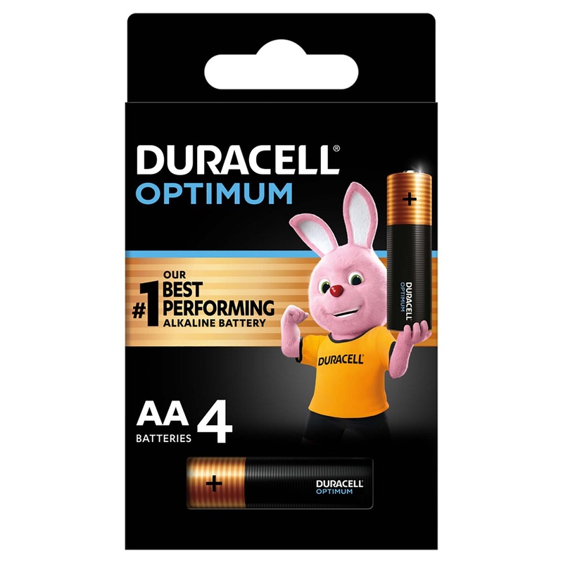 Duracell Optimum Type AA Alkaline Batteries, pack of 4