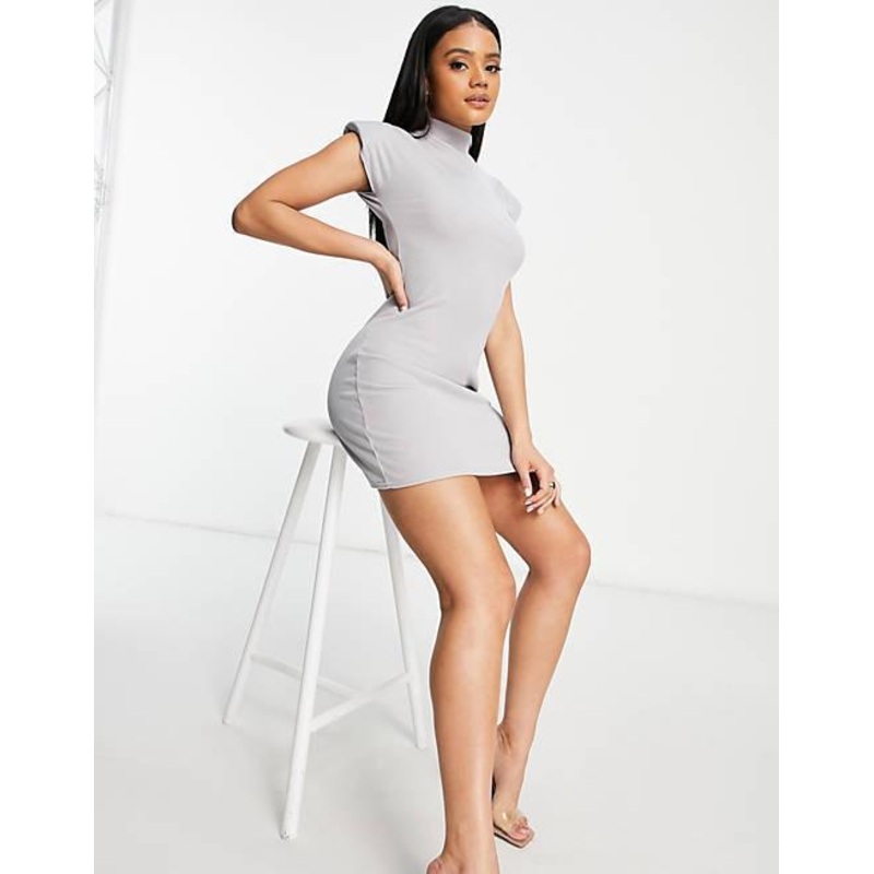 I Saw It First Women’s Grey High Neck Bodycon Dress | I Saw It First In Lebanon