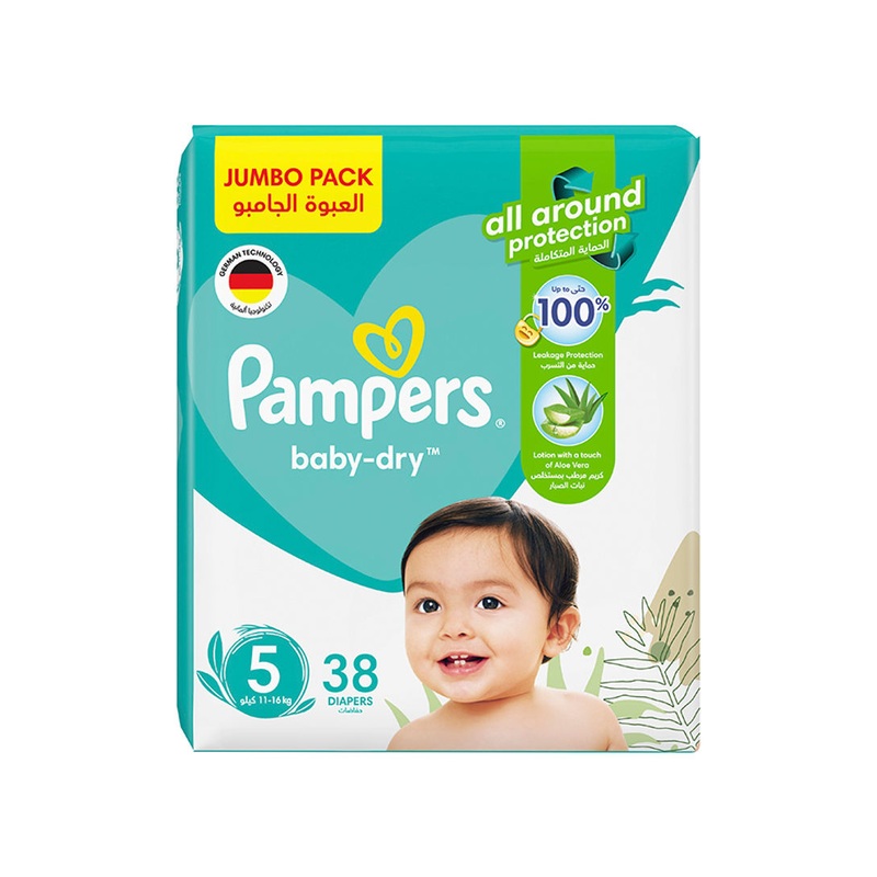 Pampers Baby Dry Diapers Size 5 (11-16 Kg) Jumbo Pack 38 Diapers