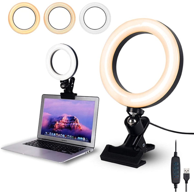 Video Conference Lighting,6.3 Selfie Ring Light with Clamp Mount AM173
