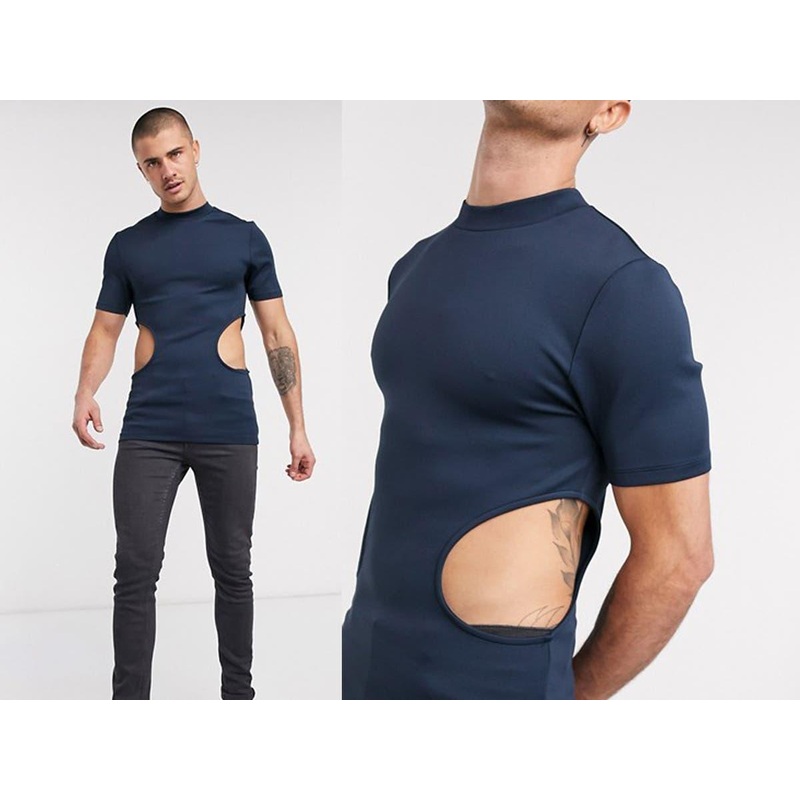 ASOS Design Men’s Navy Blue Cut-Out T-Shirt | ASOS Design In Lebanon