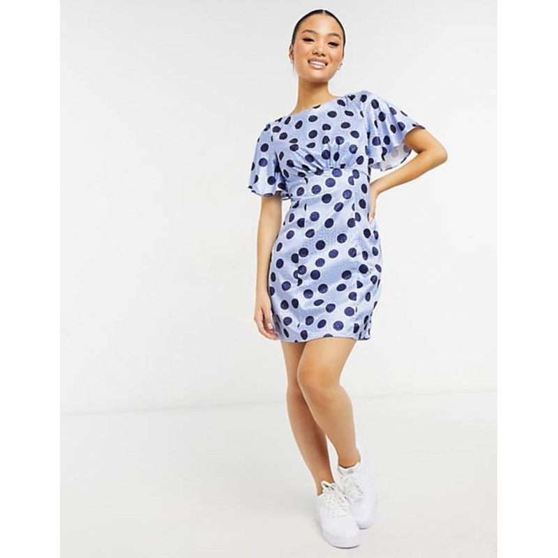 Chi Chi London Women’s Blue Dotted  Dress | Chi Chi In Lebanon