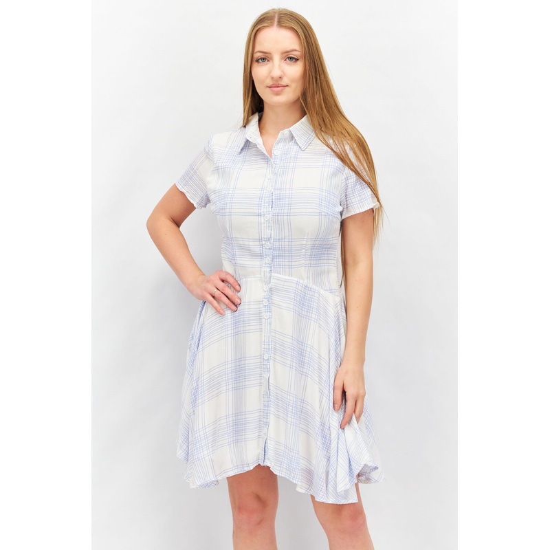 Missguided Women’s White/Blue Shirt  Dress AMF1039