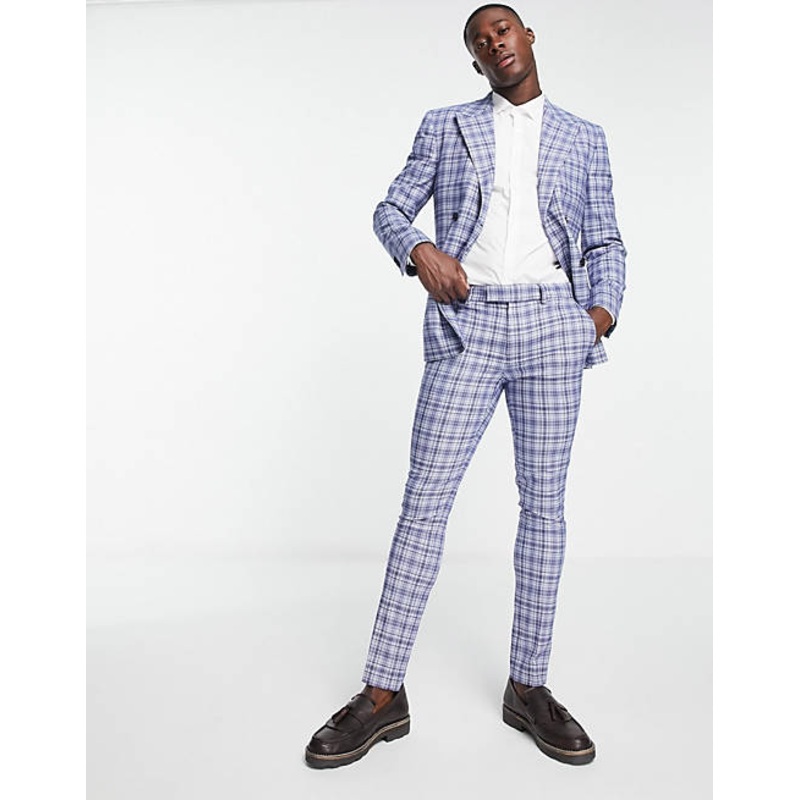Topman Men’s Navy Blue Checkered Trousers | Topman In Lebanon